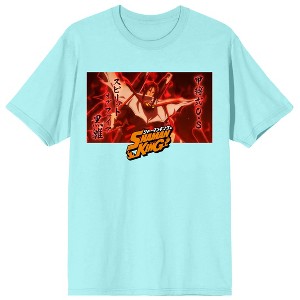 Shaman King Hao Asakura Fiery Background Crew Neck Short Sleeve Celadon Men's T-shirt - 1 of 3