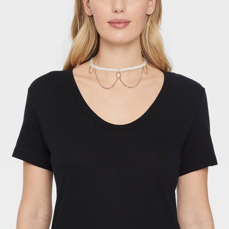 Pearl Choker with Chain Stone Pendant Necklace - Wild Fable&#8482; Gold, 3 of 7