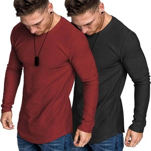 COOFANDY 2 Pack T Shirt Tee Round Neck Long Sleeve Slim Fit T-shirt - 1 of 4