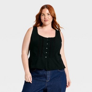 Women's Crafted Lace Tank Top - Universal Thread™ Black 1X : Target