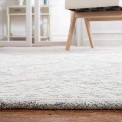 Hand-Tufted Dark Grey and Ivory Wool Area Rug