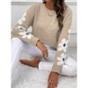 Coolmee Women's Floral Pattern Crewneck Long Sleeve Drop Shoulder Sweaters Pullover Tops Small Apricot - 4 of 4