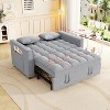 AENKYO Modern Velvet Loveseat Sleeper Sofa, Convertible Pull-Out Bed with Pillows & Side Pockets, Space Saving for Apartment - 4 of 4