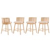 Christopher Knight Home Nilo Modern Woven Rattan Rubberwood Upholstered Counter Stools with Rattan Curved Backrest (Set of 4) - 2 of 4