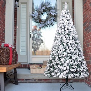 6FT PVC Flocking Christmas Tree with 750 Branches Spread Out Naturally Tree - 1 of 4