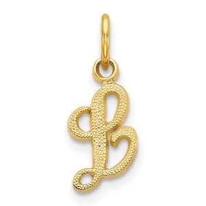 Black Bow Jewelry The Sadie 14k Yellow Gold Mini Satin Script Initial Charm, Letter L - 1 of 4