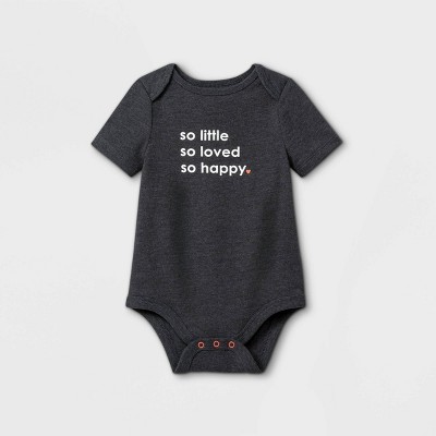 Baby 'So Little' Short Sleeve Bodysuit - Cat & Jack™ Charcoal Gray 0-3M