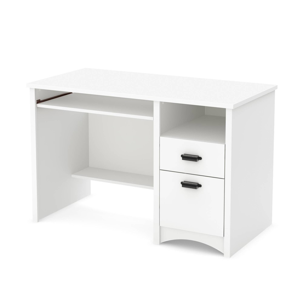 Photos - Office Desk Gascony Wood Computer Desk with Drawers Pure White - South Shore
