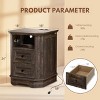 ZACHVO 18Inch Farmhouse Nightstand with Charging Station, 2 Drawers & Metal Handles – Black Wooden Bedside/End Table - 2 of 4