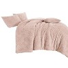 Home Mart Goods 4 Piece Pink Solid Floral Faux Fur Soft Plush Comforter Set - 2 of 4