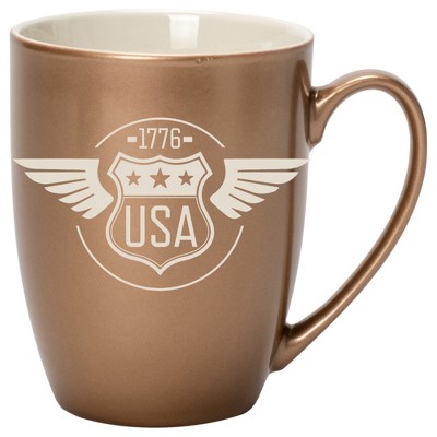 100 North United States of America 10 Ounce Bronze Metallic Finish, Comfortably Fits Your Hands, New Bone China Coffee Tea Cup Mug, USA 1776