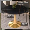 LeisureMod Round Dining Table Modern 40" Sintered Stone Tabletop with Gold Steel Pedestal Base Bristol Series - 4 of 4