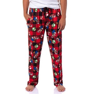 Super Mario Men's Buffalo Plaid Mario Power Up Lounge Sleep Pajama Pants - 1 of 4