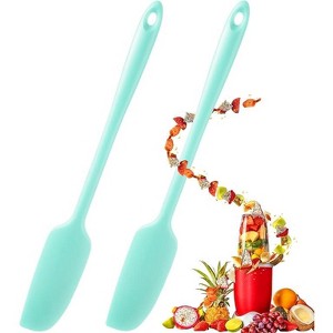 JDICTION 2-Pack Silicone Jar Spatula Set - Long Handle Non-Stick Rubber Scraper, Heat Resistant For Blenders, Cooking, Baking, Mixing (Mint) - 1 of 4
