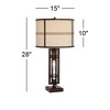 Franklin Iron Works Elias Modern Industrial Table Lamp 28" Tall Oiled Bronze with Nightlight Off White Oatmeal Drum Shade for Bedroom Living Room Kids - 4 of 4