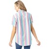 Woman Within Plus Size Petite Short-Sleeve Button Down Seersucker Shirt - 4 of 4