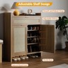 Farmhouse Rattan Shoe Cabinet with Doors, 5-Tier Wooden Shoe Storage Organizer with Shelves, Boho Style Shoe Rack for Entryway, Living Room, Closet - 3 of 4