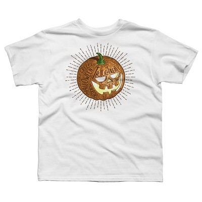 Boy's Design By Humans Halloween smiling retro pumpkin with fine detailed lettering By Agor2012 T-Shirt