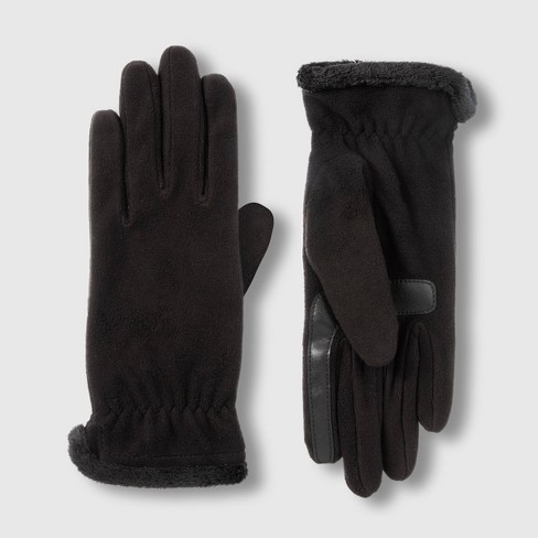 Isotoner Adult Recycled Fleece Gloves - Black : Target