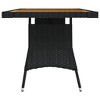 vidaXL Patio Table Black 51.2 inches x27.6 inches x28.3 inches  Poly Rattan & Solid Acacia Wood - 3 of 4