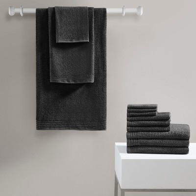 12Pcs 100% Cotton Solid Bath Towel Set, Anti-Microbial Zero Twist Front Quick Dry Towel
