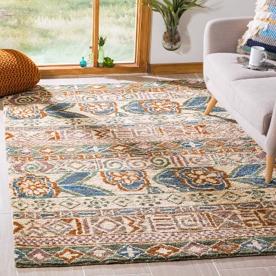 Bohemian Bleach and Gold Hand-Knotted Wool Area Rug 4' x 6'