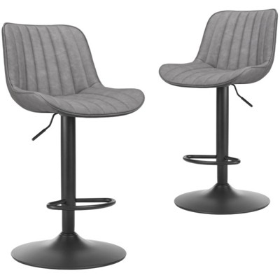 FURNIinspire Dining Chair, Bar Stools Set of 2, Adjustable Bar Stools for Dining Room, Gray, 17.3"*7.3"*34"