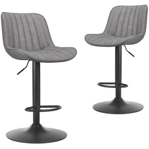 FURNIinspire Dining Chair, Bar Stools Set of 2, Adjustable Bar Stools for Dining Room, Gray, 17.3"*7.3"*34" - 1 of 4