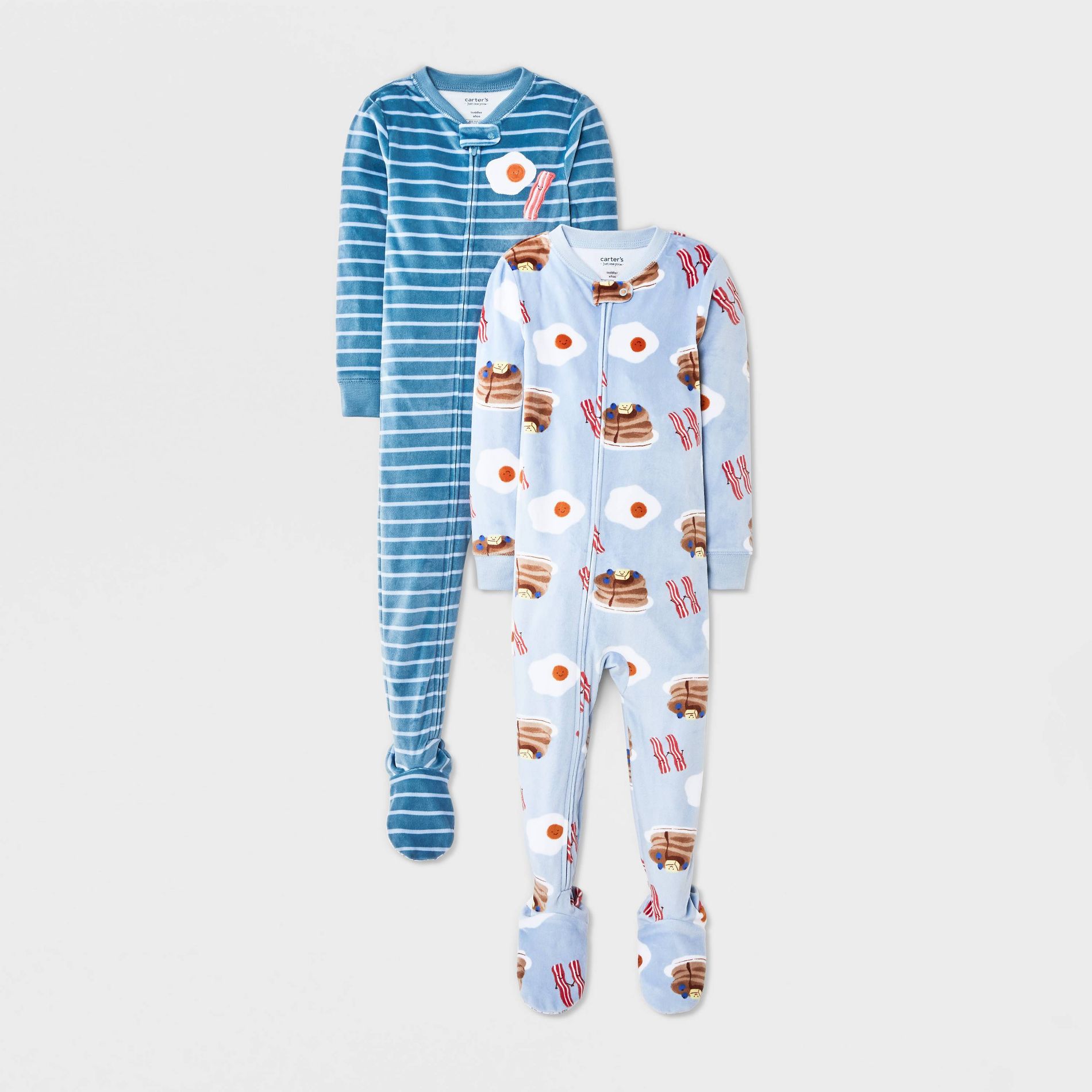Carter's Just One You® Baby and Toddler Boys' Long Sleeve Footed Breakfast Food Pajama Set 2pk