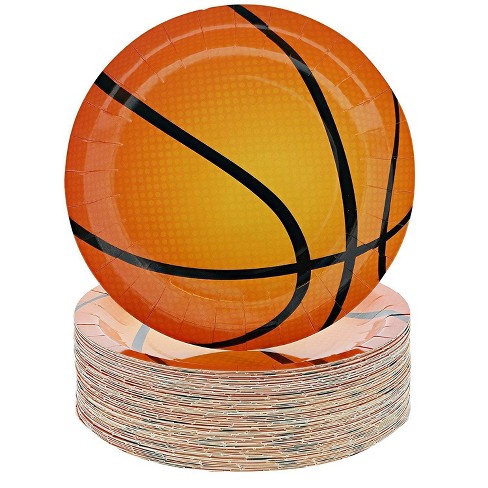 BESTOYARD Basketball Theme Party Disposable Paper Dinnerware Set Paper Cake Plates Cups Basketball Fans Party Supplies 10Pcs