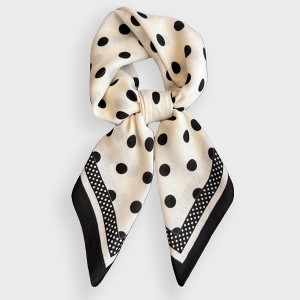 Anna-Kaci Women's Polka Dot Satin Square Scarf with Contrasting Border Trim 27x27in - 1 of 4