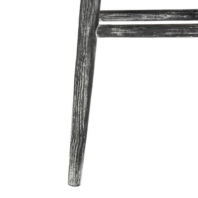 Transitional Black Wood Saddle Bar Stool, 18" W x 31" H