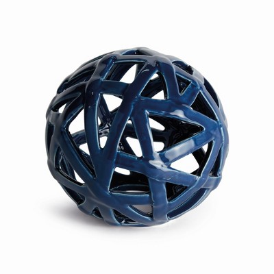 Plum & Post Alicia Orb Large - Navy Blue Ceramic Decorative Accent