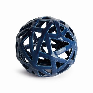 Plum & Post Alicia Orb Large - Navy Blue Ceramic Decorative Accent - 1 of 4