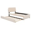 MAYEERTY Full Size Teddy Fleece Upholstered Platform Bed, Twin Trundle, Bedroom, Beige - 3 of 4