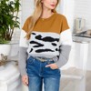 Anna-Kaci Women's Animal Print Color Block Sweater - 4 of 4