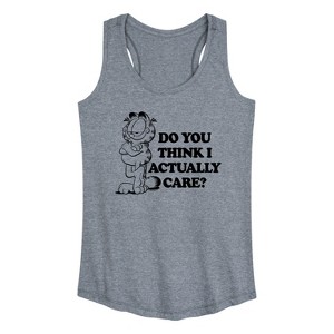Women's - Garfield - Do You Think I Actually Care Graphic Racerback Tank - 1 of 4
