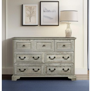 CAVINAS Farmhouse 7 Drawers Dresser Chest with Natural Texture of Drawers Closet Organizers and Storage for Bedroom, Living Room - 1 of 4