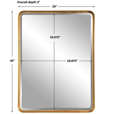 Antiqued Gold Leaf Rectangular Wall Mirror with Beveled Glass