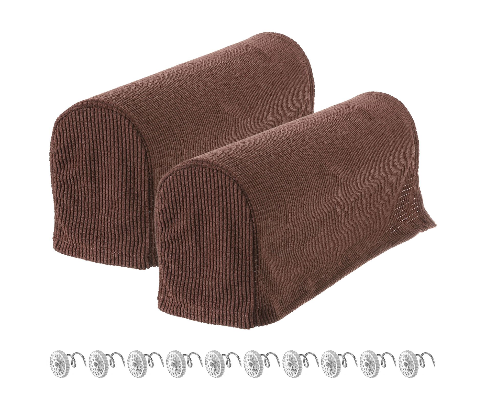 Unique Bargains Stretchy Anti-Slip Sofa Couch Armchair Covers Extra Large with Pins 2 Pcs Dark Brown
