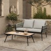 LuxenHome Outdoor Aluminum with PE Rope Loveseat Sofa with Cushions and Coffee Table Set - 2 of 4