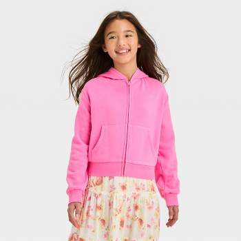 Girls' Boxy Cropped Zip-up Hoodie Sweatshirt - Art Class™ Gray S : Target