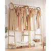 Wood Clothes Rack, Clothing Rack with Storage Shelf, Garment Rack for Hanging Clothes, Coats, Skirts, Shoes, Plants, Freestanding Clothes Rack - 3 of 4