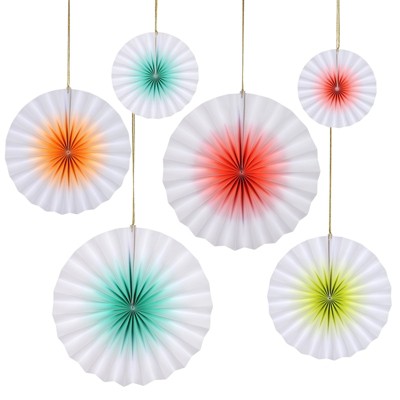 Meri Meri Neon Ombre Paper Fan – Party Decorations and Accessories – 6 Count