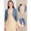 INSPIRE CHIC Women's Elegant 3/4 Sleeve Sheer Floral Lace Open Front Crop Shrug - 2 of 4