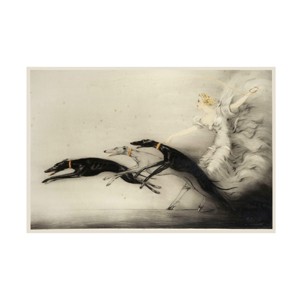 Trademark Fine Art -Vintage Apple Collection 'Art Deco Woman Greyhounds' Canvas Art - 1 of 4