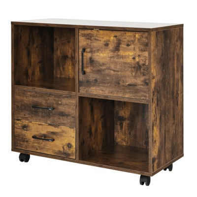 Tangkula Mobile File Cabinet with 2 Drawers Lateral Printer Stand with Shelves Storage