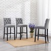 WestinTrends Hayes 29" Linen Fabric Tufted Bar Stool (Set of 3) - 2 of 4
