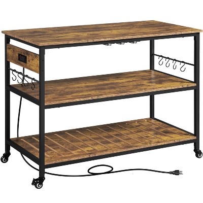 Yaheetech 3-Tier Kitchen Island Rolling Cart with Shelves for Dining Room