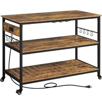 Yaheetech 3-Tier Kitchen Island Rolling Cart with Shelves for Dining Room